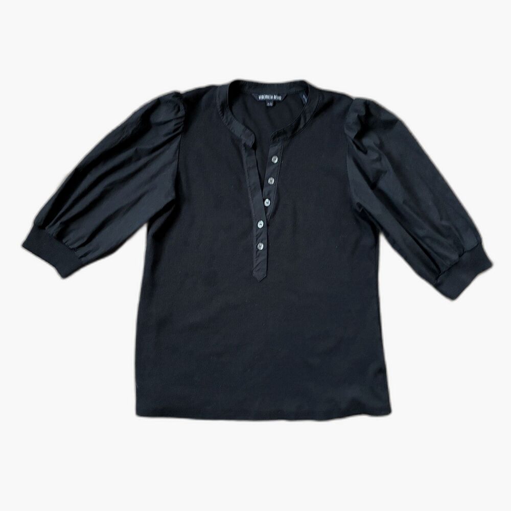 Veronica Beard Black Henley Shirt Top Blouse Women's Size XL - Picture 3 of 10